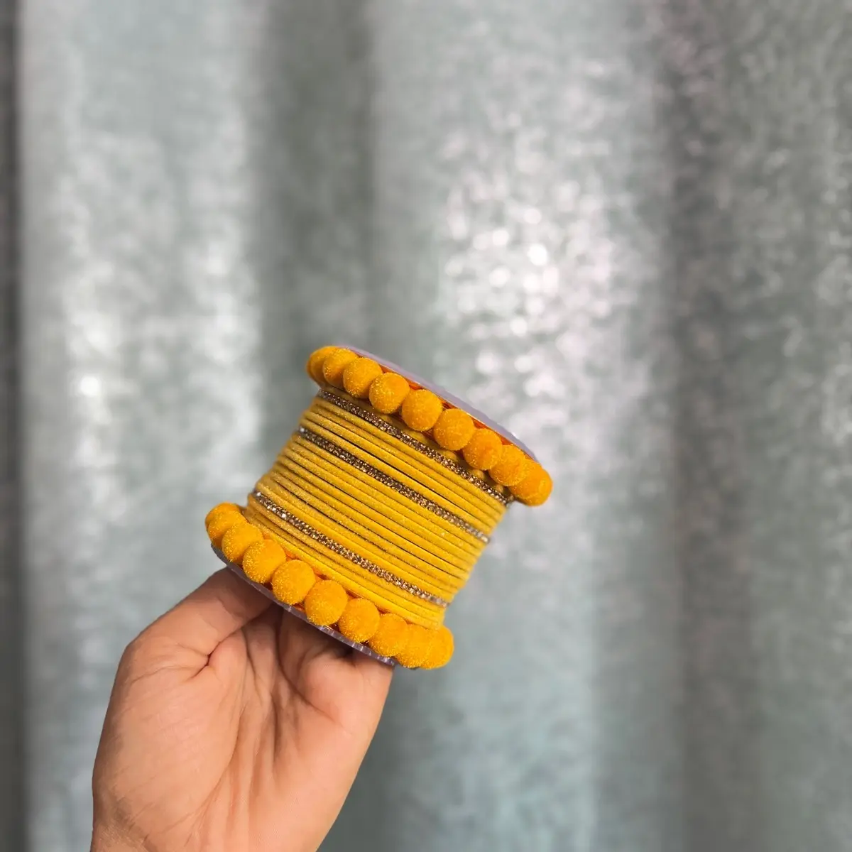 Yellow velvet bangle set