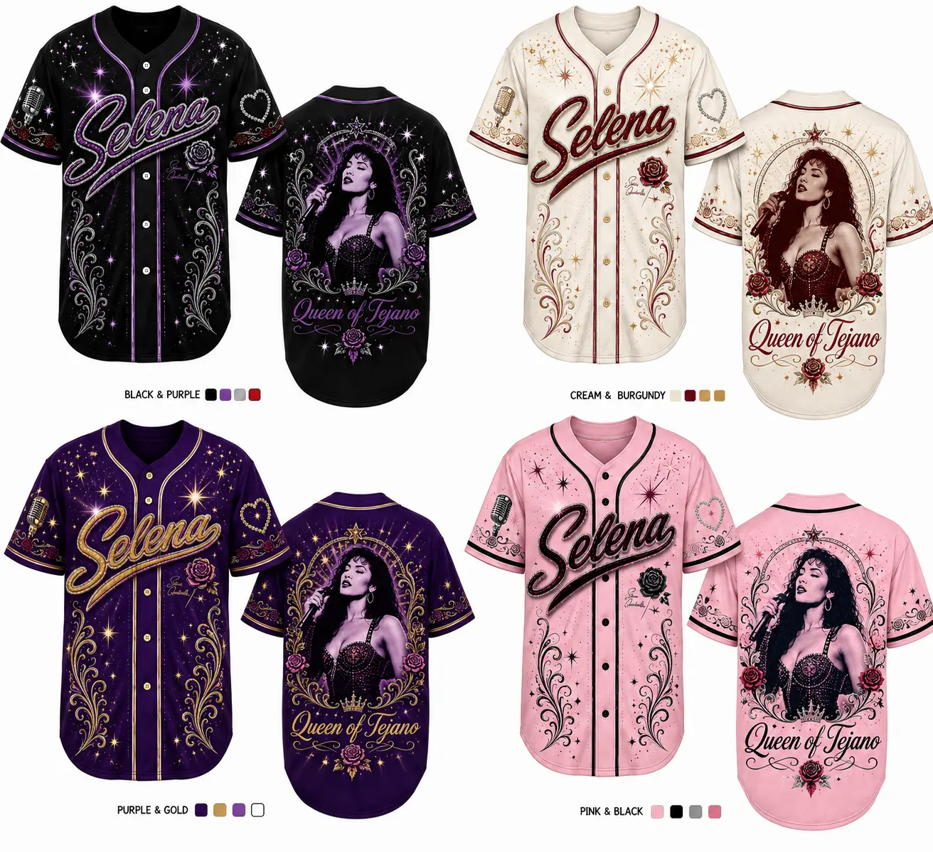 Selena Quintanilla Baseball Jersey | Queen of Tejano Retro Graphic Button Down Shirt | 90s Latin Pop Music Fan Merch | Vintage Star Aesthetic Streetwear | Ultimate Tribute Gift for Devoted Fans