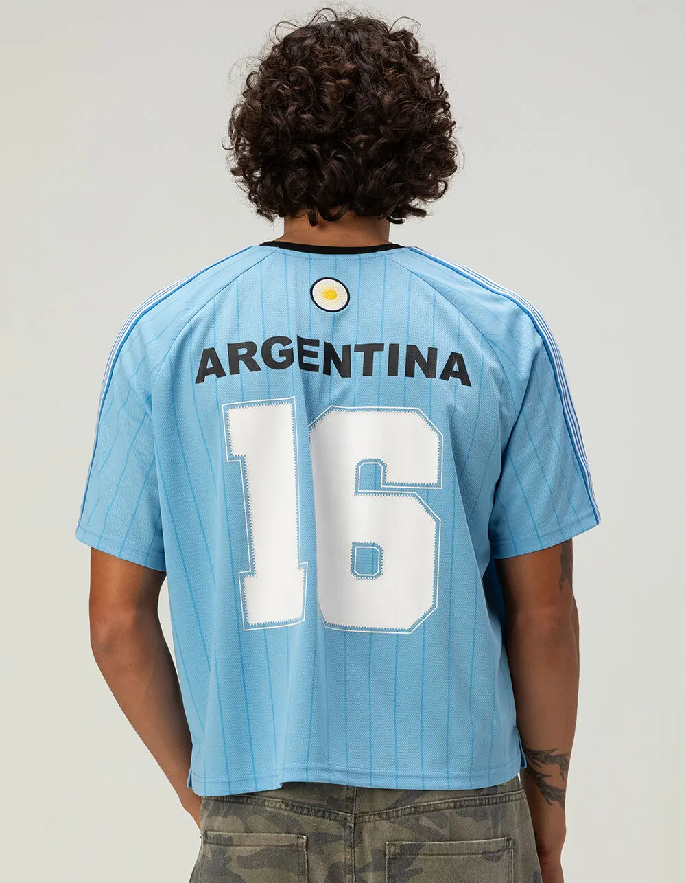 RSQ Mens Argentina Baggy Crop Soccer Jersey