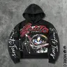 Unisex Graphic Oversized Hoodie with Eye Print, Fashion Streetwear Hip Hop Style, Casual Loose-Fit Sweatshirt, Hoodie for Fall & Winter, Graphic Hoodies