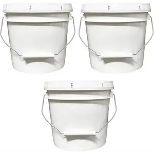 1 Gallon Bucket & Lid -70 Mil All Purpose Pail - Made in The USA - Muli-Purpose - Food Grade - Contains No BPA Plastic - Recyclable. (White, 1)
