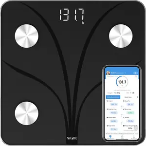for Body Weight, Weight 2001, App Sync 13 Body Composition Analyzer BMI, Body Fat and Muscle, 400lb, LED, Black