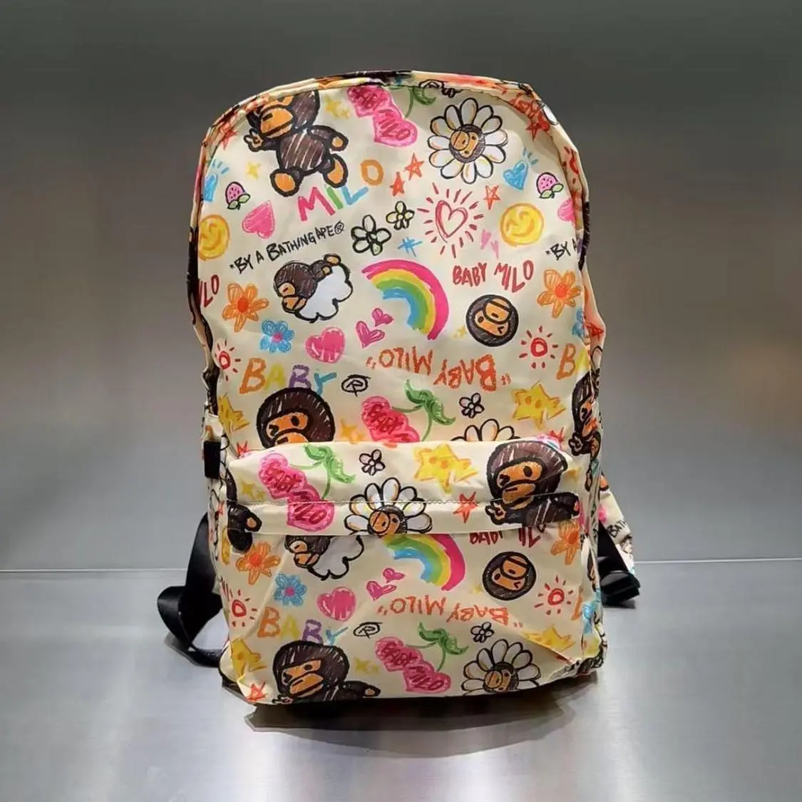 Cute Cartoon Monkey Print Backpack, Large Capacity Graffiti School Bag for Students