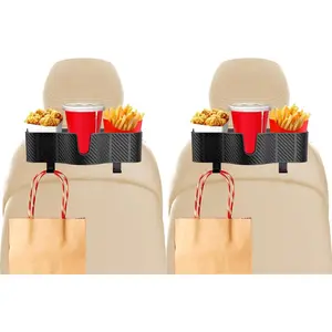 3-in-1 Headrest Backseat Organizer With 3.7" Backseat Cup Holder For Car, Seat Back Organizer With Hooks (2pc)