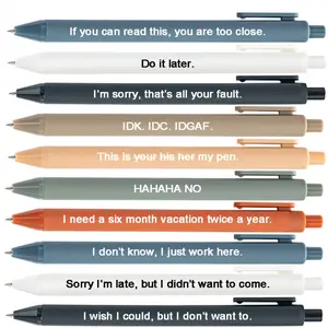 10 Pcs Vibrant Colors Funny Plastic Ballpoint Pens, Relatable Funny Phrases Smooth Writing Pens, Playful Gag Gifts for Coworkers, Friends & Classmates, Daily Supplies for Office & Campus, College Student Pen