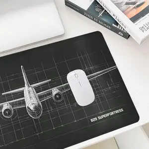 Airplane Pattern Mouse Pad, Large Gaming Mouse Pad, Office Desk Accessories, Non-slip Rubber Base Stitched Edge Desk Pad for Desk Laptop Desktop