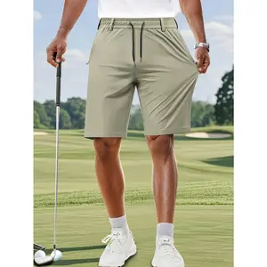 Men's Daily Golf Leisure Sports Shorts - High-Stretch Breathable Lightweight, Elastic Drawstring Waist & Zippered Pockets