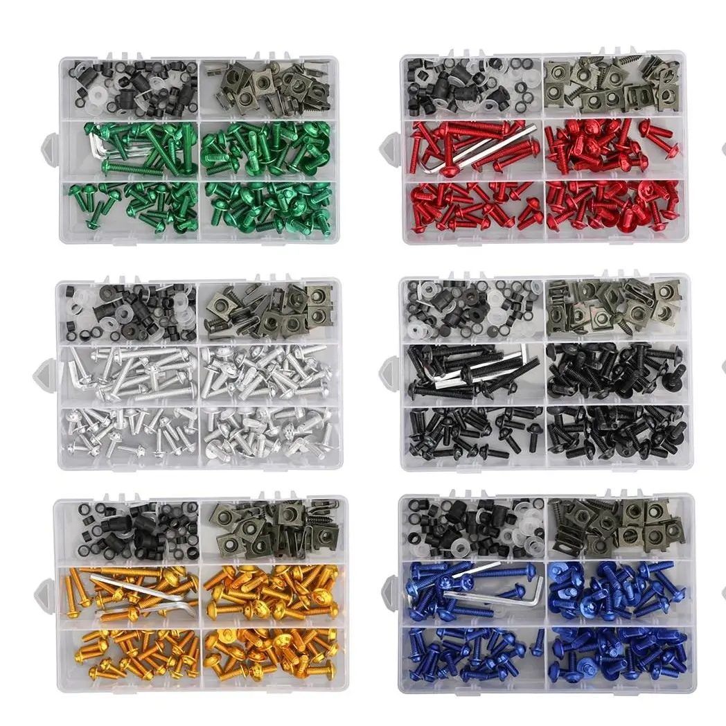 177pcs Fairing Bolt Kit Bodywork Screws for Honda Yamaha Suzuki Kawasaki 177pcs Fairing Bolt Kit Bodywork Screws for Honda Yamaha Suzuki Kawasaki