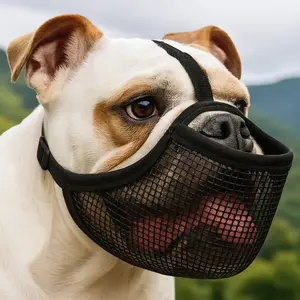 Short-Nose Dog Mouth Guard for Bulldogs, Pugs, Teddy Dogs, Small Medium Breeds, Protective Bite Prevention, Breathable Mesh Design, Training Aid