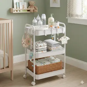 Rolling Storage Cart, 3-Tier Mobile Shelving Unit with Wheels, Practical for Storage, Suitable for Kitchen, Bathroom, Laundry Room, Bedroom, and Various Other Settings to Keep Your Home Neat and Beautiful