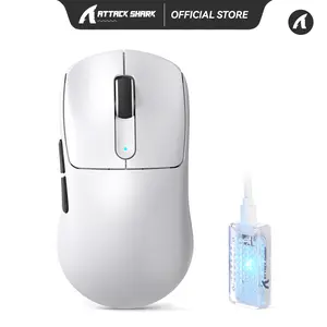 ATTACK SHARK V5 Ultra-Light Tri-Mode Gaming Mouse ≥20000FPS, 8Khz Polling Rate, 42000 DPI, 500mAh Battery, Medium-to-large Hands, Curved Design, BT/2.4G Wireless/Wired, Omron Optical Microswitches