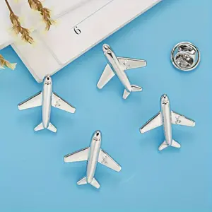 3pcs A Unique Airplane-shaped Brooch for Men, Featuring A Three-dimensional Airplane Badge with Concave and Convex Shapes.