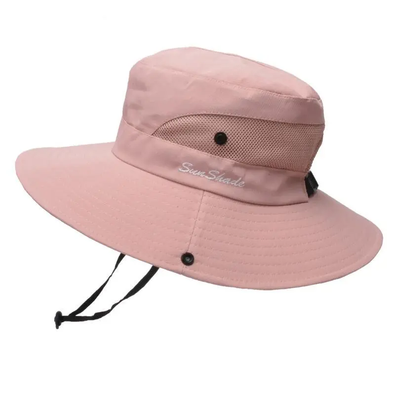 Sun Shade Women Wide Brim Sun Hat Pink Grey UV Protection Ponytail Beach Hiking Women main image 4