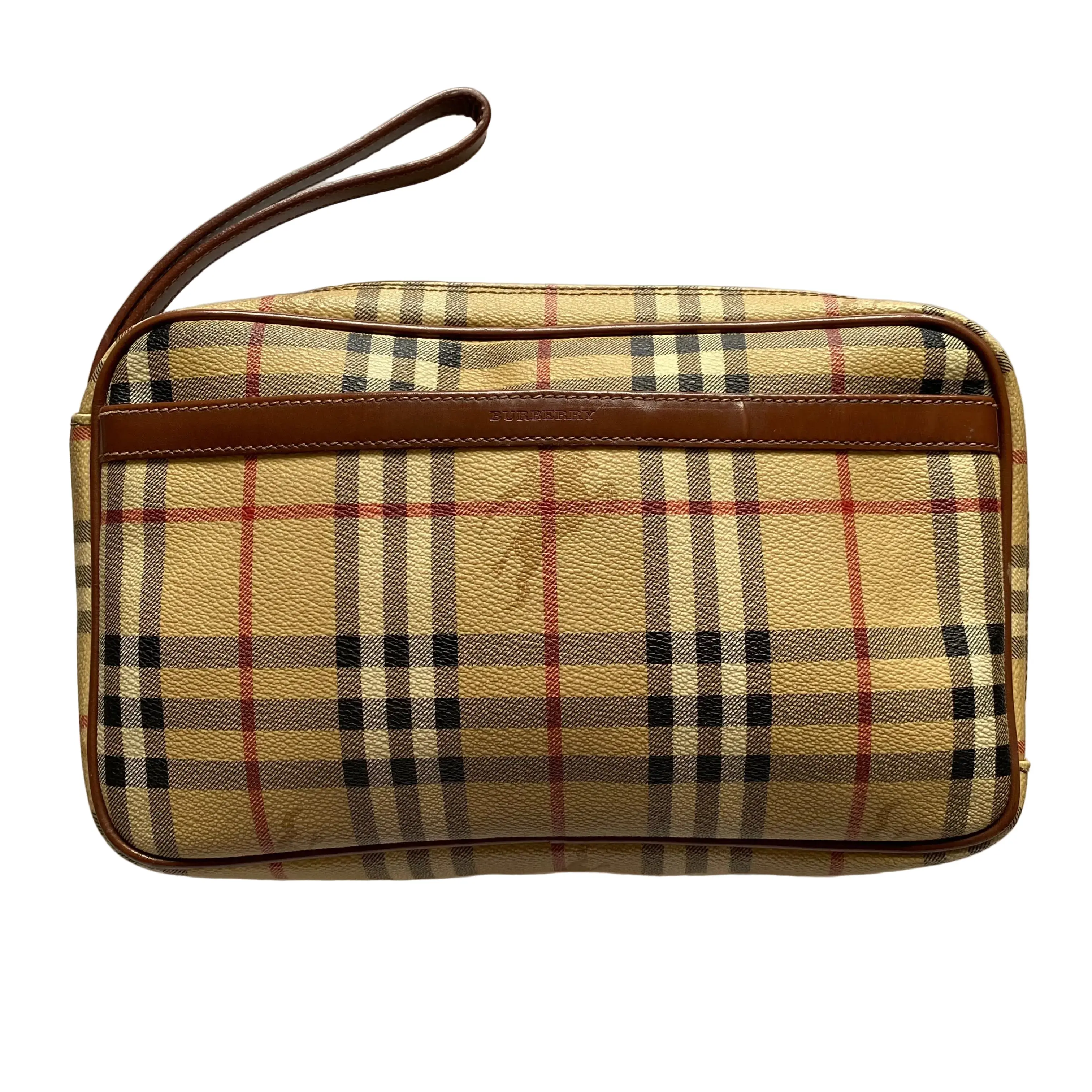 Pre-owned BURBERRY Check Clutches & Wristlets haymarket clutch wristlet bag Authentic with COA 115x75x3
