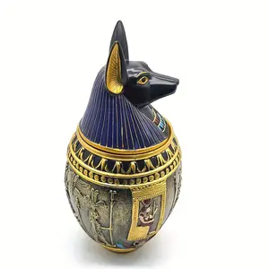 Anubis Resin Craft Storage Jar, Ancient Egyptian Pharaoh Deities Guardian, Cat and Dog Memorial Urn, Cat God Statue Craft, Home Decoration Ornament, Funeral Supplies