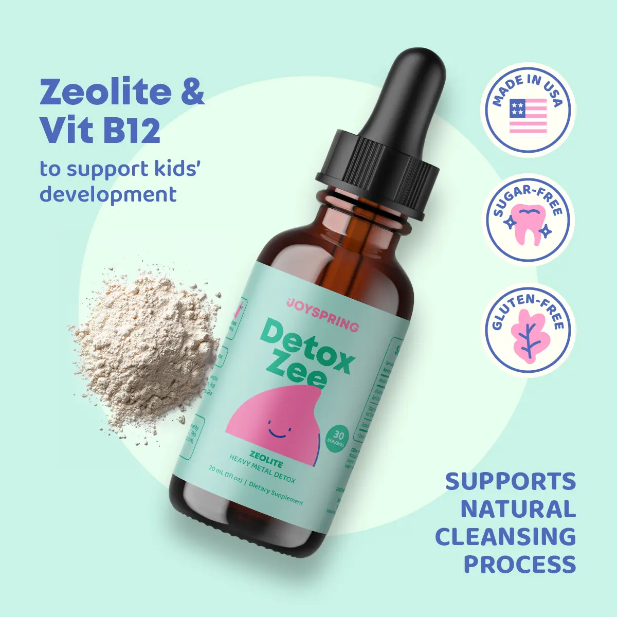 JoySpring DetoxZee Zeolite Drops with Vitamin D3 – Herbal Blend Drops for Gut Balance, Immune & Daily Wellness Support