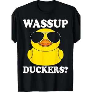 Wassup Duckers Funny Rubber Duck Duckie Ducky TShirt Vintage Style Crew Neck Slight Stretch Fabric Regular Fit AllSeason Perfect for Adults Featuring A Drawing Pattern Parties Beach & Sports Outdoor Clothing | All-Season Casual Wear, PLUS SIZE