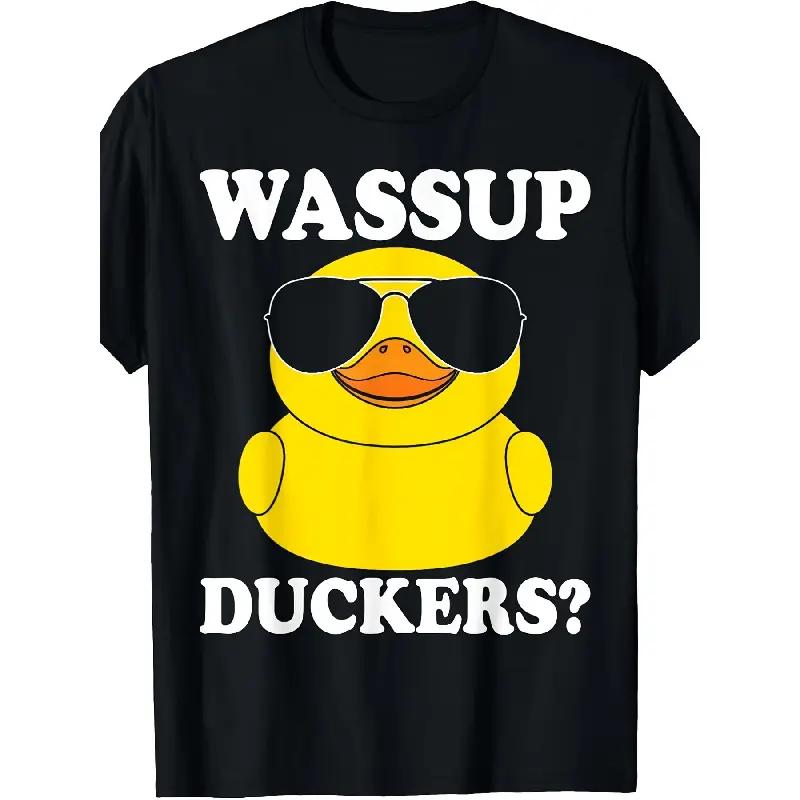 Wassup Duckers Funny Rubber Duck Duckie Ducky TShirt Vintage Style Crew Neck Slight Stretch Fabric Regular Fit AllSeason Perfect for Adults Featuring A Drawing Pattern Parties Beach & Sports Outdoor Clothing | All-Season Casual Wear, PLUS SIZE