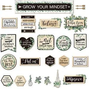 26 Pieces Growth Mindset Posters Bulletin Board Grow Your Mindset Positive Sayings Accents Set for Middle and High School Classroom or Home Decorations Teachers and Students Bedroom Playroom Decor
