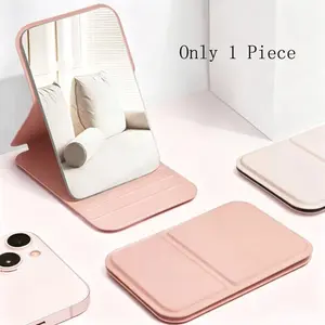 Portable PU Leather Folding Makeup Mirror, Compact Handheld Mirror, Ideal for Travel, Gifts, Birthday, Graduation, Halloween, Christmas