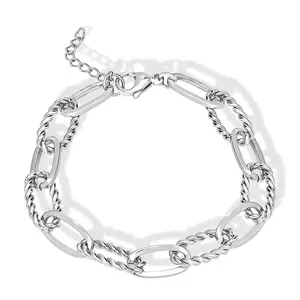 Steel by Design Paperclip & Rope Link Bracelet