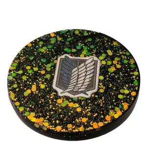Attack on Titan Anime Art Piece Coaster Handmade Glitter Design Ready to Ship Today