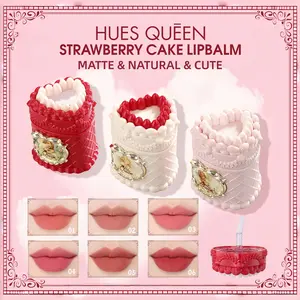 Strawberry Cake Lip Balm – Soufflé-Soft Texture, Smooth & Delicate on Lips | Cute Moisturizing Lipstick Lipgloss | Adorable Novelty Makeup Gift for Women Girls