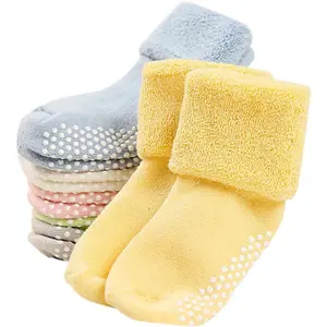X-SOK01  Baby Toddler Kids Ankle Crew Socks with Grips Unisex Warm Thick Cotton Winter Socks 0-10 Years 6/8 Pack