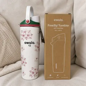 [LIMITED EDITION] Owala FreeSip Azalea 13 30oz Floral Water Bottle | Leakproof Insulated Stainless Steel Tumbler Keeps Drinks Cold 24H | Cute Travel Gym Daily Hydration Bottle Gift for Women