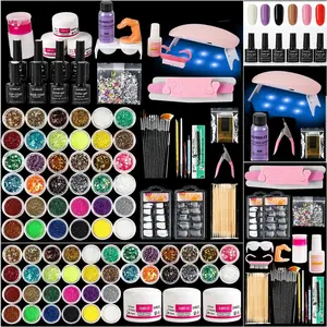 Acrylic Nail Kit for Beginners with Everything, with Professional Gel Nail Polish Kit with UV Light Nail Kit Set Acrylic Powder Kit Nail Art Tips Nail Art Decoration, DIY Nail Art Tool Nail Supplies Nail Extension Kit Nail Charms