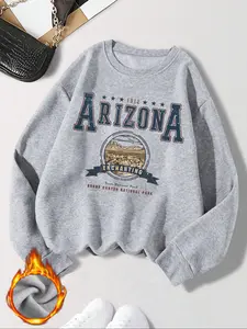 Arizona State Graphic Thermal Sweatshirt, Long Sleeve Top, Casual Fall & Winter Wear, Women's Teacher, Graduation Gift