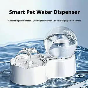 2.5L Smart Pet Water Fountain Automatic Circulating with Motion Sensor Quadruple Filtration 3 Flow Modes for Cats Dogs dispenser Stainless Bowl Steel