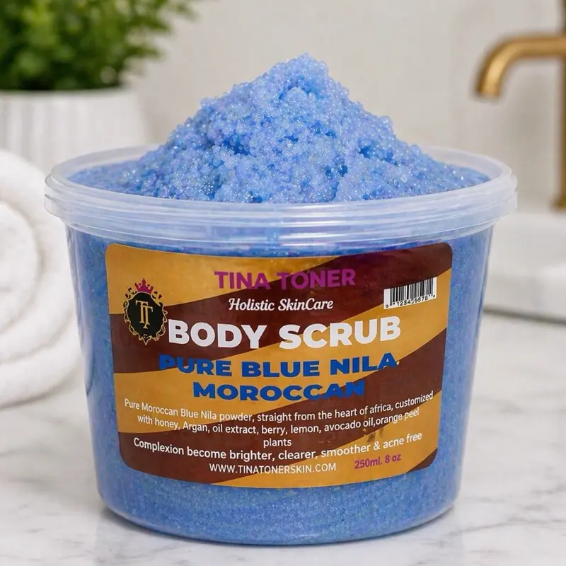 TINA TONER Pure Blue Nila Body Scrub – Moroccan Glow bigger, Body Care, Cleanser