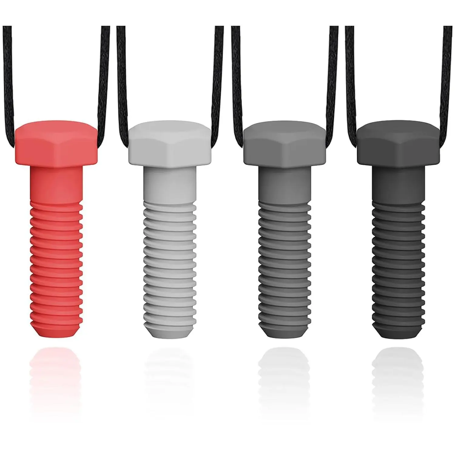 FN45 Chew Necklaces for Sensory Kids and Adults, 4 Pack Chewy Necklace Sensory Boys and Girls with Autism, ADHD, SPD, Biting, Silicone Teething Necklace Oral Chew Necklace for Adults Reduce Chewing Anxiety Fidget