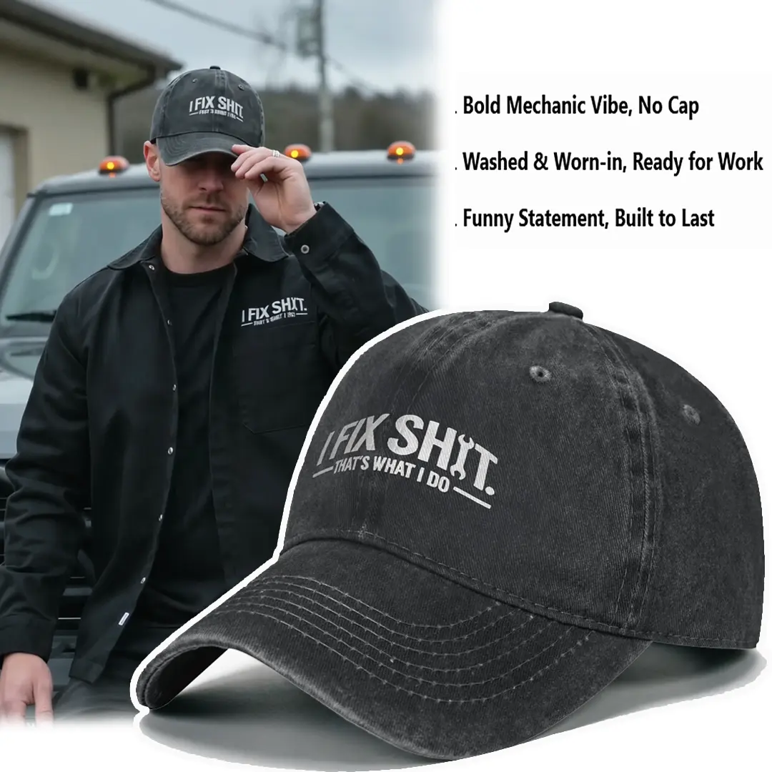 I Fix Things Vintage Washed Cap| Men's Mechanic Cool Streetwear Hat,Funny Mechanic Quote Retro Cap| Men & Women Cool Workwear Casual Hat,i fix thing hats,hats for men tiktokshopspringg,cowboy stuff,casual hat,hats men