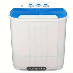 Portable Washing Machine, 14 Lbs Compact Double-Tube Washing Machine, with Built-in Gravity Drainer, Time Control, Semi-automatic 9 Lbs Washing Machine and 5 Lbs Universal Sub-Combination, Suitable for Apartment, Dormitory, RV