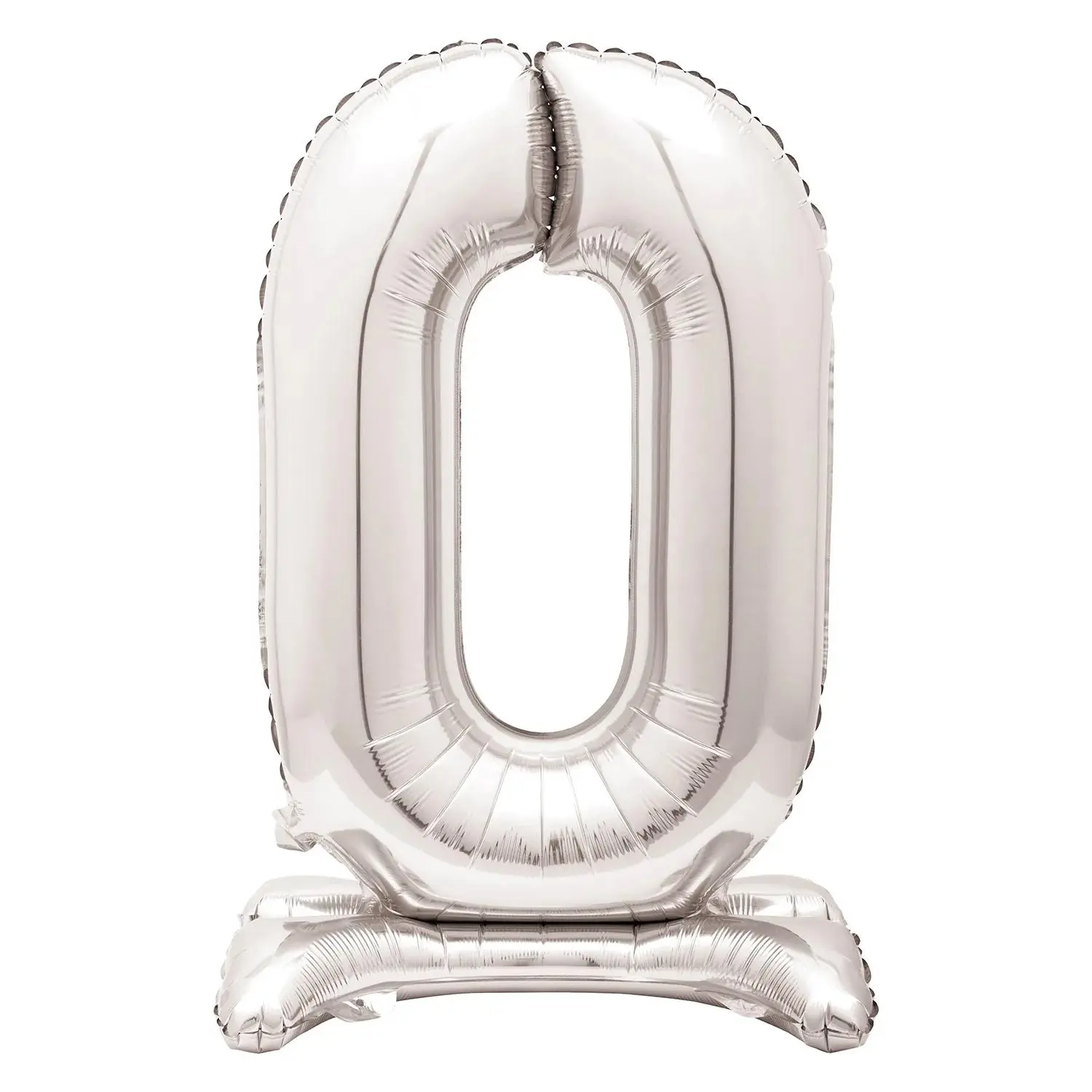 0-Shaped Silver Number 30" Mylar Stand-Up Balloon