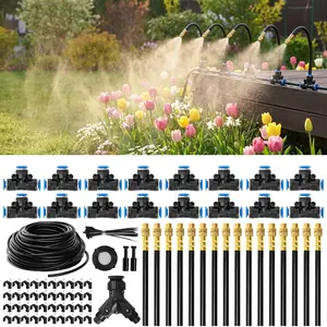 98ft Drip Irrigation Kit, Adjustable Atomizing Sprinklers, 1/4 Inch PVC Tubing, Automatic Watering System, Effortless DIY for Garden, Lawn, Greenhouse, Raised Beds, Black