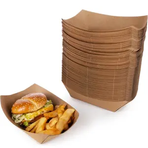 Kraft Paper Food Tray(Pack of 125)- Recyclable - Serving Tray for Fries, Burgers, Appetizers and Side Dishes- Proudly Made in USA