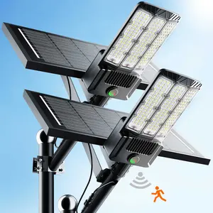 Hykoont SZ300 500000Lighting Durable Aluminum Housing, Split Design with Mono Panel Commercial Solar Street Lights, Dusk to Dawn IP66 Waterproof 3year-warranty Solar Security Light with Motion Sensor for yard, Parking Lot, Security BlackFriday