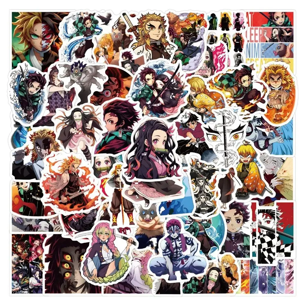 55pcs Ghost Destroyer Blade Demon Slayer Anime Graffiti Self Adhesive Stickers Aesthetic Stickers Decorative Notebook Luggage DIY Cartoon Stickers Sticker Sheets Anime Design Stickers Kit