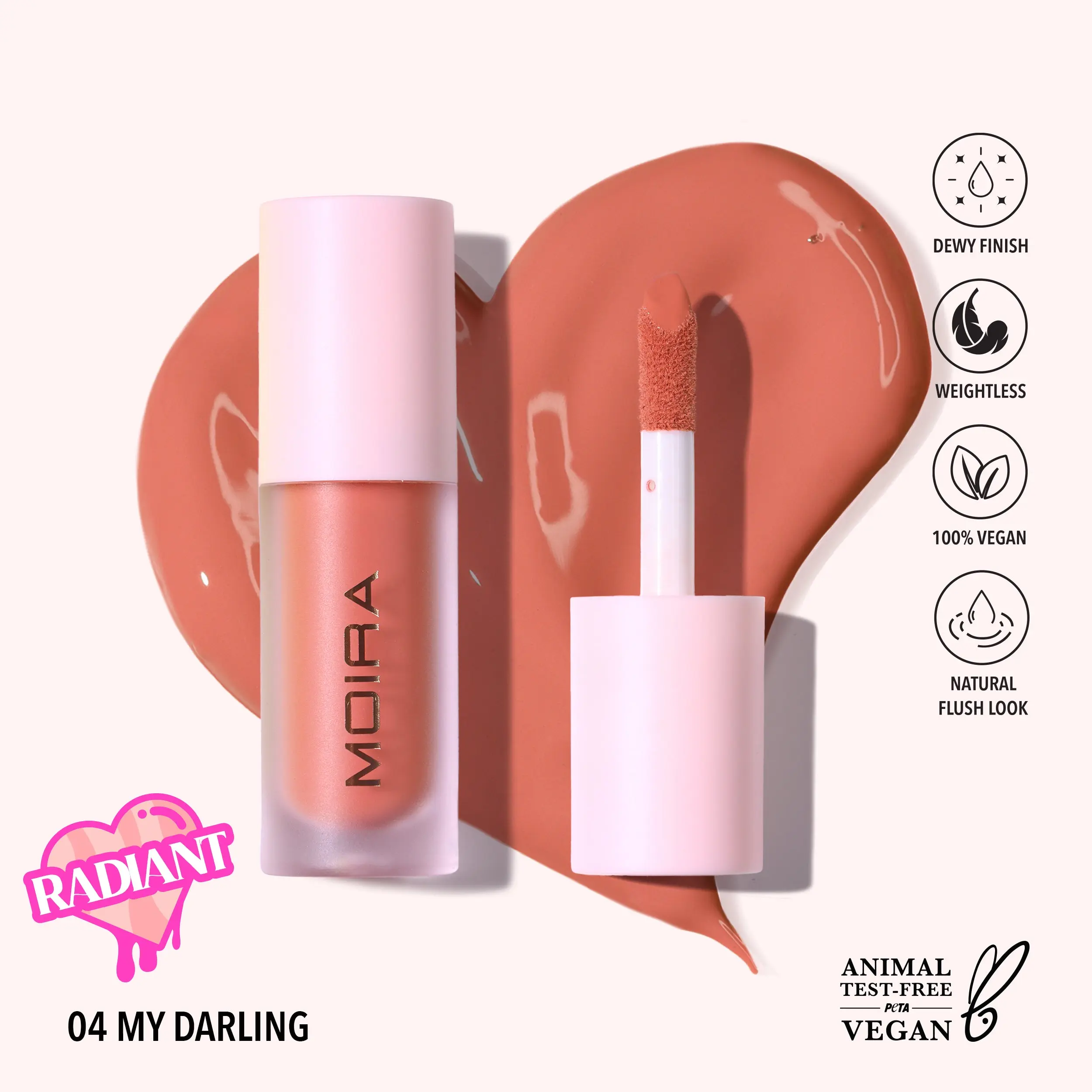MOIRA | Love Steady Liquid Blush (004, My Darling) | Lightweight Matte Liquid Blush with Buildable, Long-Lasting Color