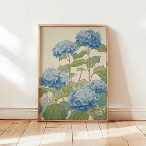 Hydrangea Poster, Botanical Wall Art, Flower Print, Hydrangea Decor, Nature Poster, Floral Artwork, Hydrangea Prints, Bloom Wall Decor, Unframed