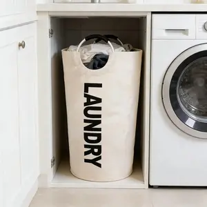 Foldable Laundry Basket with Padded Handles Collapsible Laundry Hamper for Dirty Clothes Toys Storage Multi-Purpose Bathroom Organizer Household Basket