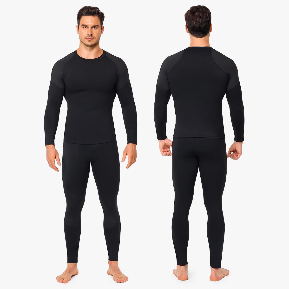 Nebility Men's Sports Outdoor Sweat Underwear Set Fitness Compression Quick-Drying Long-Sleeved Sports Set Base Layer Set