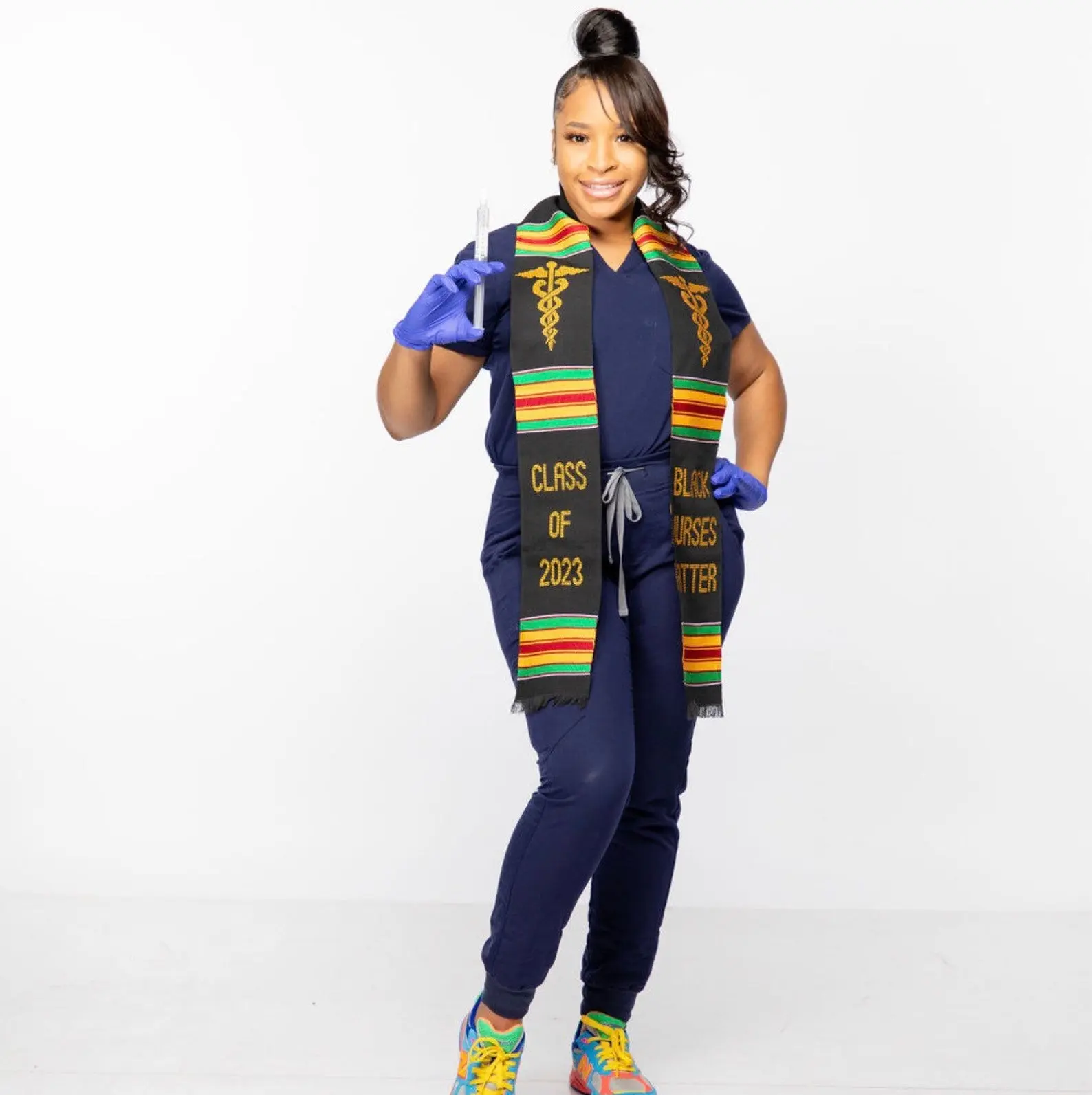 Black Nurses Matter Authentic Handwoven Kente Cloth Stole Sash Class of 2025 Graduation Stole Black Grads Grad Stole Garment