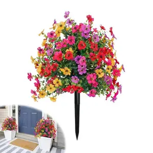 Spring Summer UV Resistant Artificial Flower Topiary Ball, Faux Flowers for Garden, Porch & Patio Decor