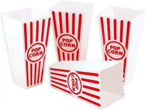 Classic Movie Night Plastic Reusable Popcorn Party Bucket (4 Pack) - Gifts