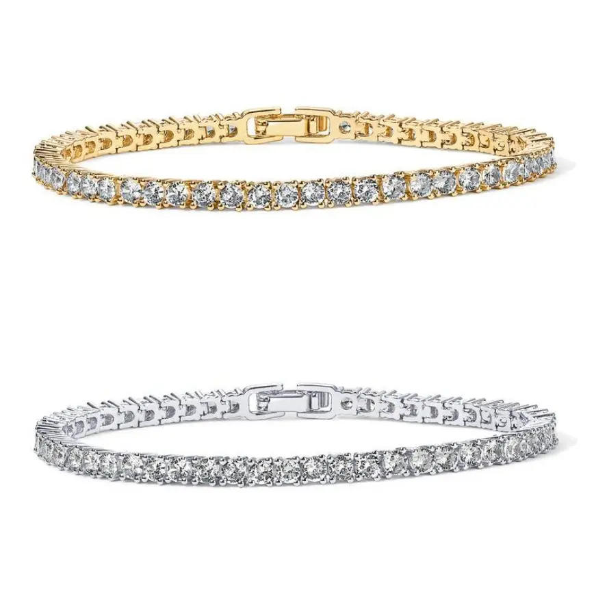 Sterling Silver VVS1 Sparkling Moissanite Synthetic Tennis Bangle, Unisex Hip Hop Jewelry, Eco-Friendly Hypoallergenic Fine Accessory for Men & Women, Christmas/Birthday Gift Fashion Item