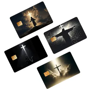 4pcs Cross Pattern Design Bank Card Credit Card Debit Card Transportation Card Room Key Card Skin Sticker